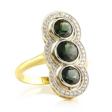 Art Deco Triple Cluster Ring