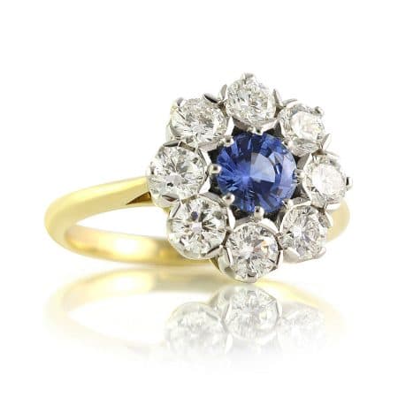 Sapphire and Diamond Flower Cluster