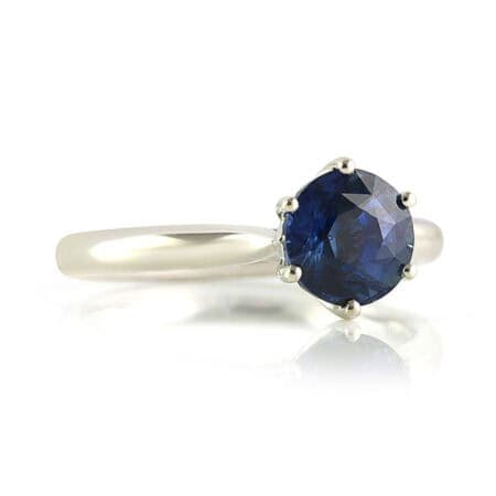 Blue Solitaire Sapphire Ring