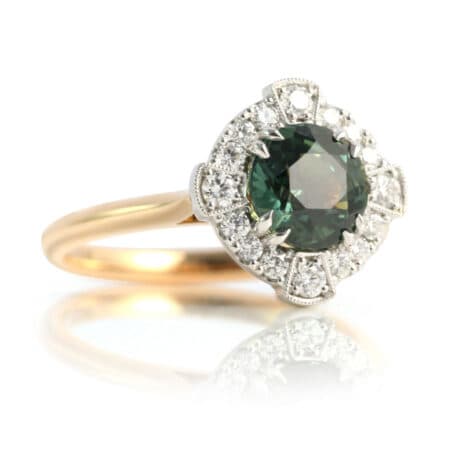 Green Sapphire Vintage Style Ring