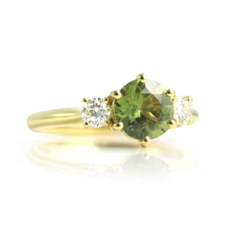 Green Australian Sapphire Argyle Diamond Ring